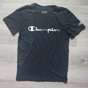 Champion Boy's Logo Black Short Sleeve Crewneck Pullover Casual T-Shirt Large L